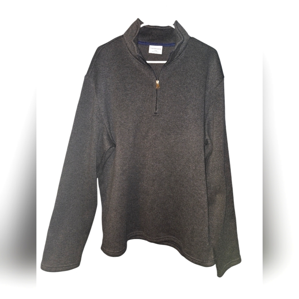 Men's Gray 1/4 zip saddlebred pullover, Size Large, EUC, Cozy